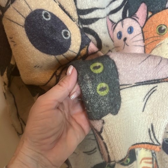 Cozy Cat Patterned Wool & Cotton blend Sweater - Multicolor size XXL - Picture 4 of 7